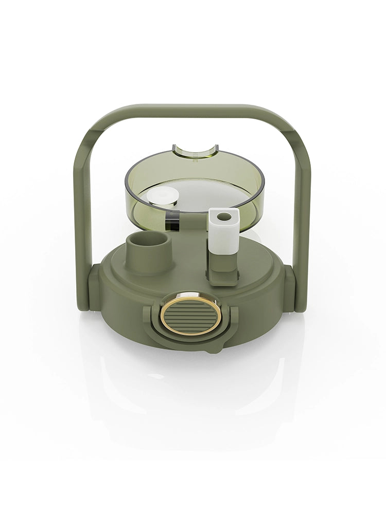 Deckel fuer 2 Liter Glasflasche mit Strohhalm Olive green #color_olive-green