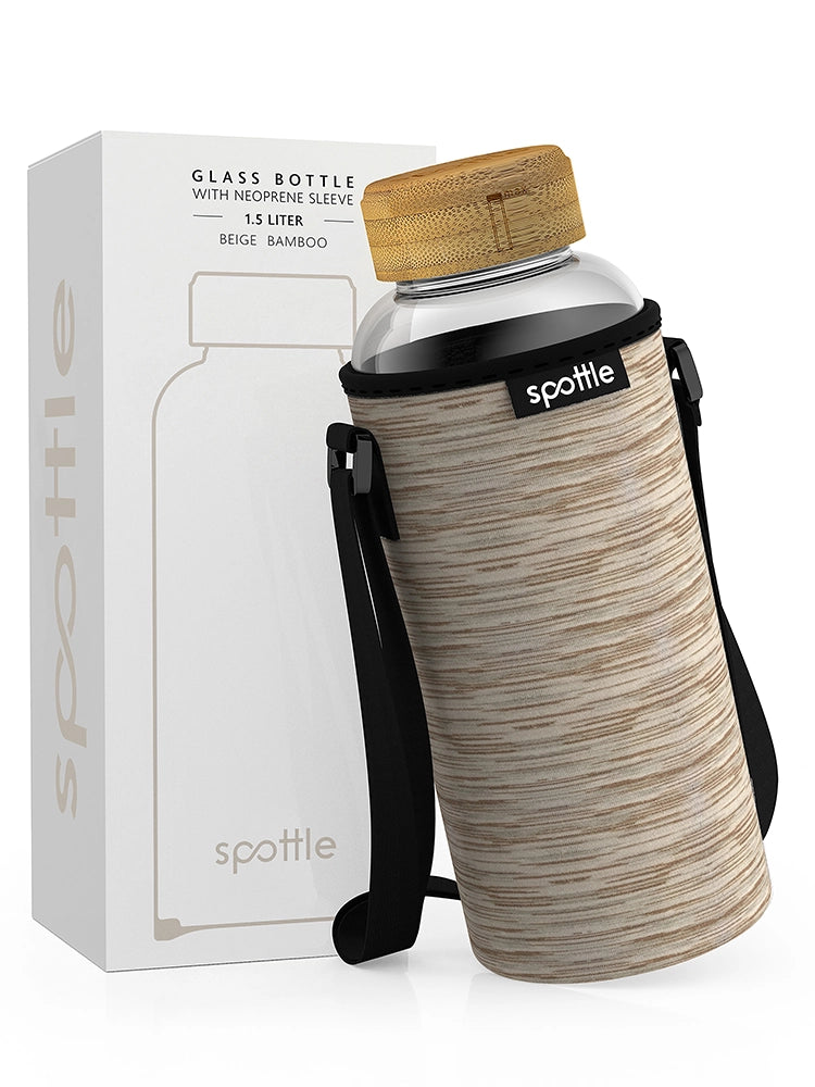 Glass water bottle with neoprene sleeve 1.5 L (50oz)