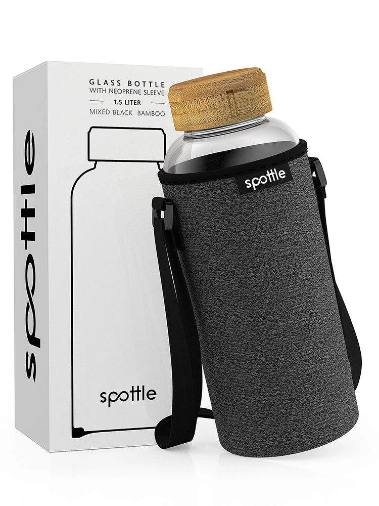Glass water bottle with neoprene sleeve 1.5 L (50oz)