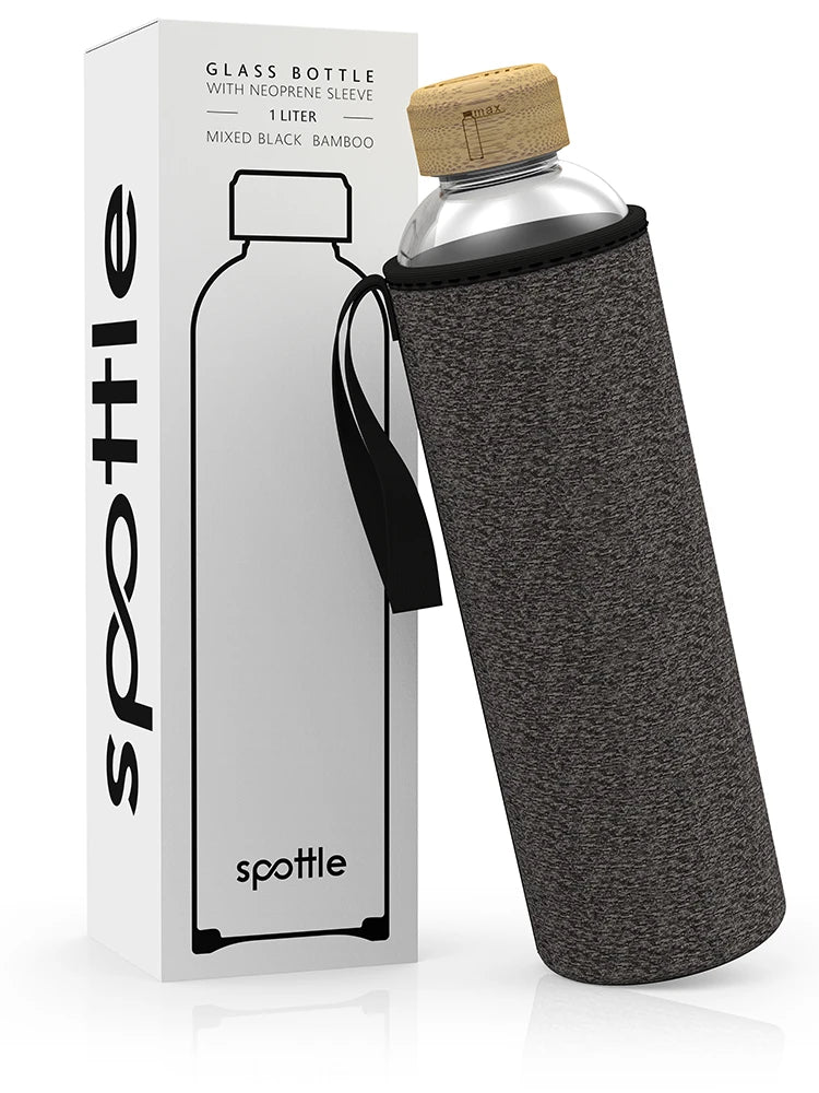 glasflasche-1l-schwarz-meliert Mixed black #color_mixed-black