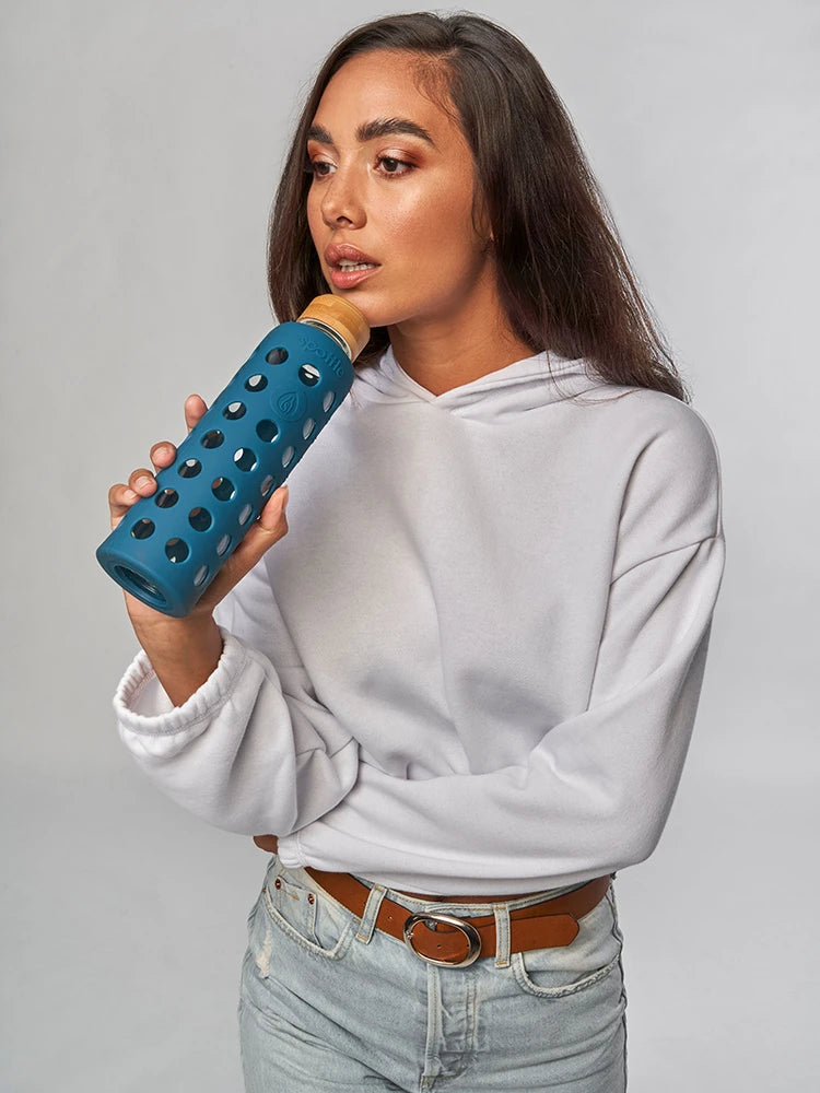 glasflasche-550-ml-deckel-bambus-petrol #color_petrol