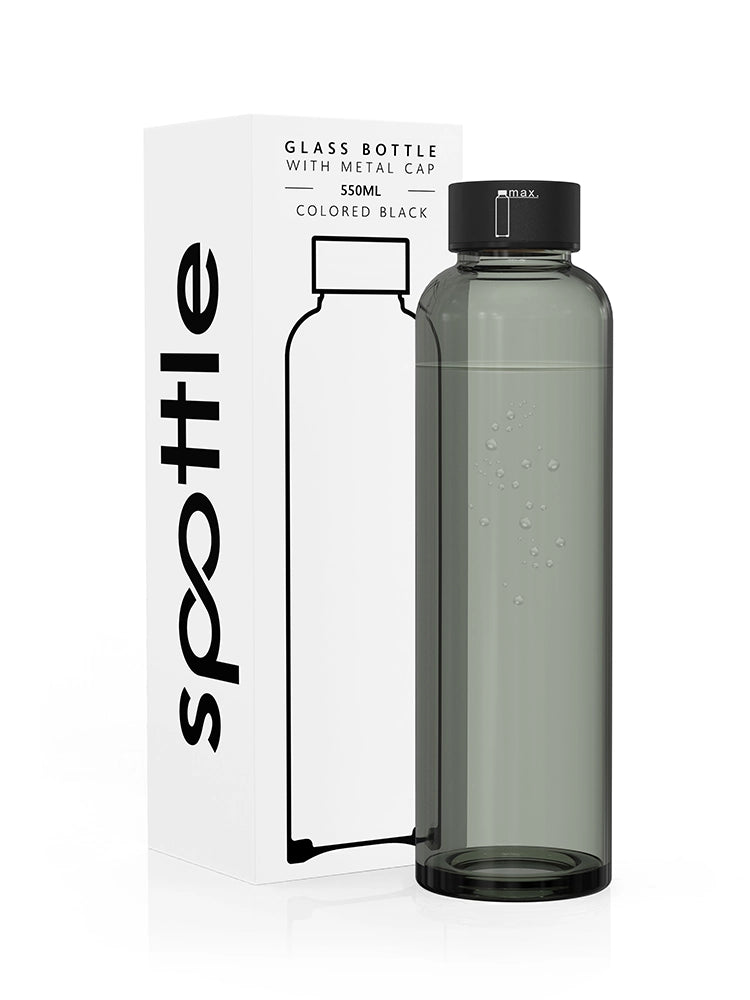 Black glass water bottle – 500 ml (16oz)