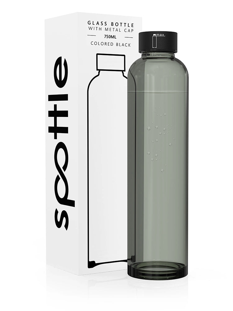 Black glass water bottle – 750 ml (24oz)