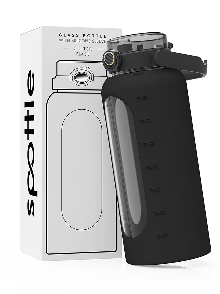 2 L / 64 ozitre Water Bottle Glass with Straw