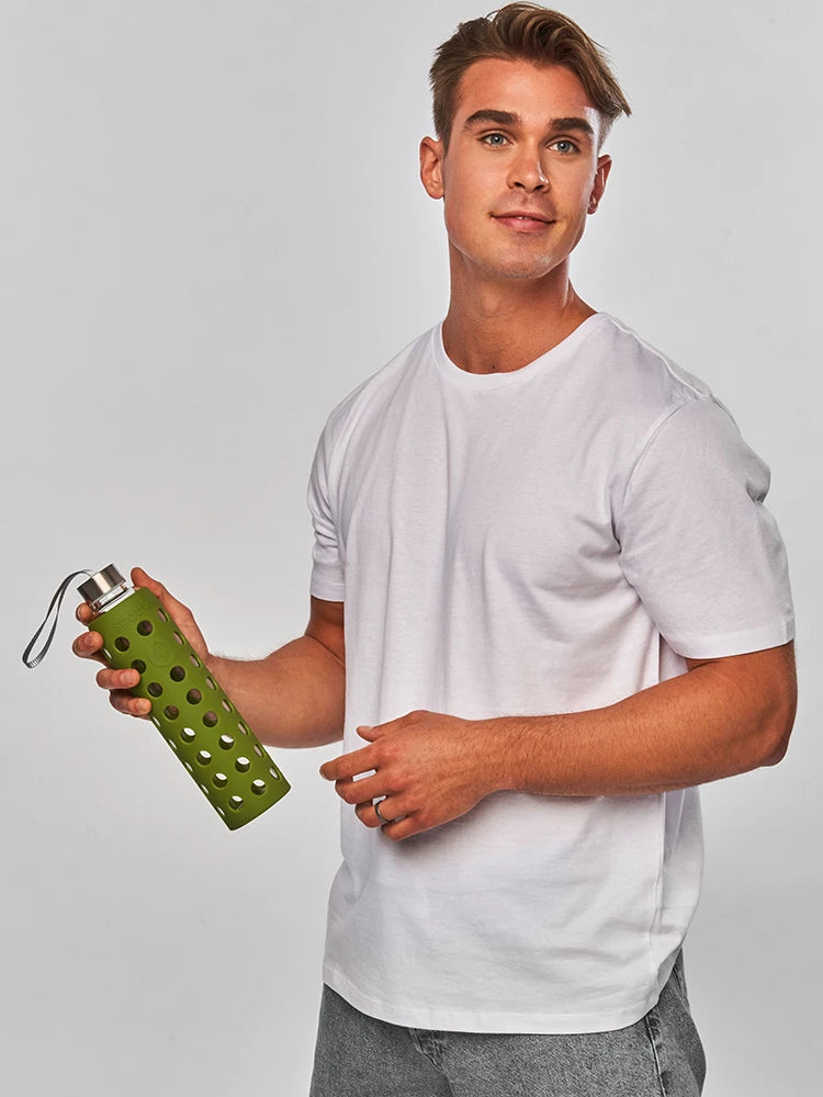 spottle-glasflasche-550-ml-mit-silikonhuelle-olivgruen #color_olive-green