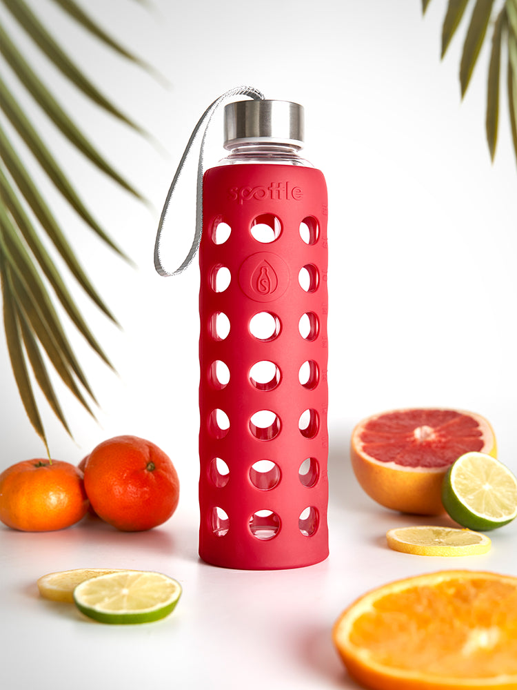 spottle-glasflasche-550-ml-mit-silikonhuelle-rot #color_red