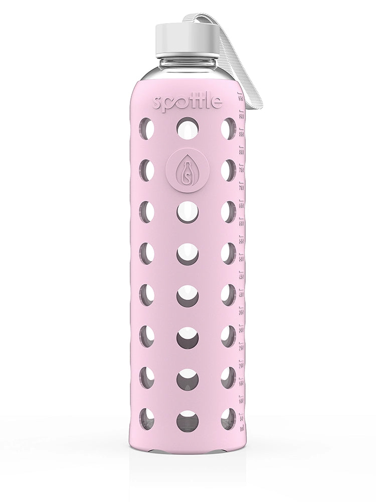 Glass water bottle with silicone sleeve – 1 L (32oz)