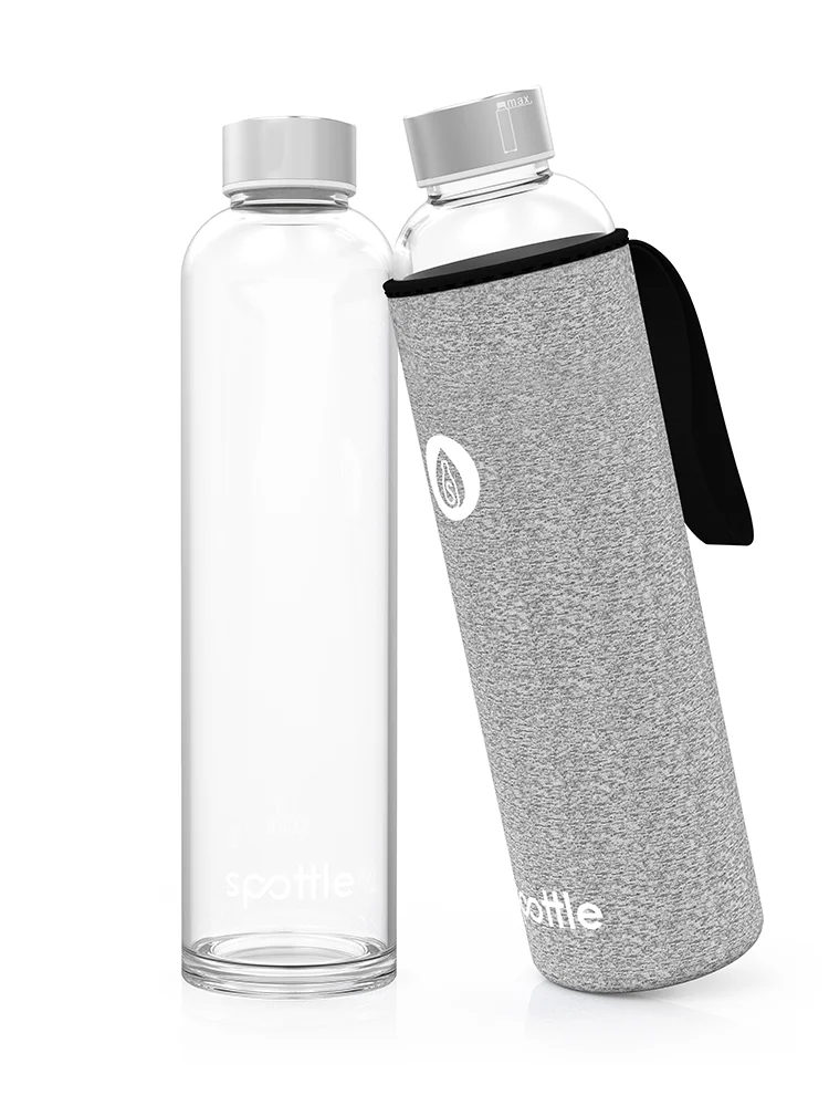 trinkflache-glas-750ml-mit-neoprenhuelle-grau Mixed grey #color_mixed-grey