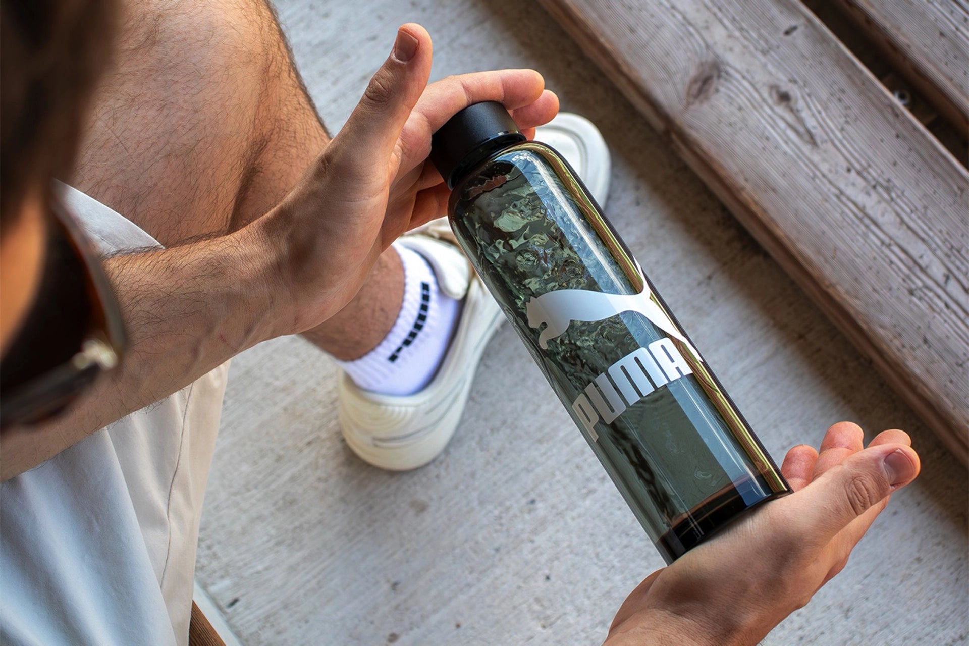 Spottle Glasflasche mit Puma Print