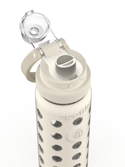 Trinkflasche Glas DUO mit Silikonhülle & Strohhalm – 750 ml
