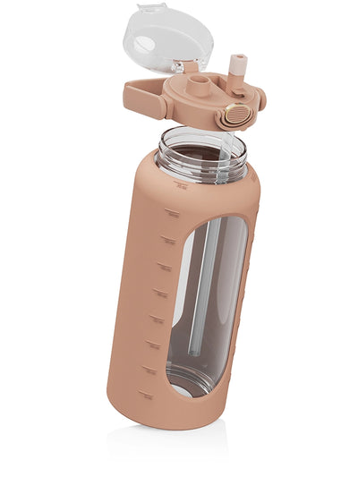Glass water bottle with silicone sleeve 2 L (64oz)
