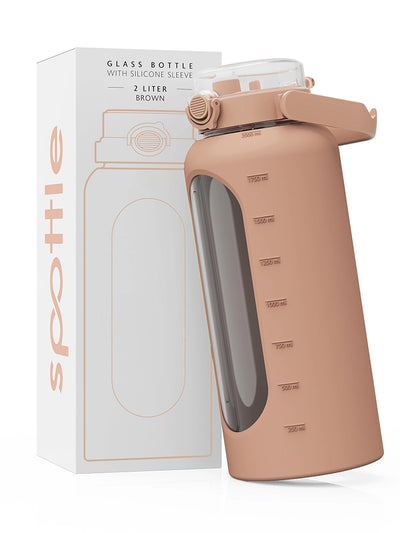 Glass water bottle with silicone sleeve 2 L (64oz)