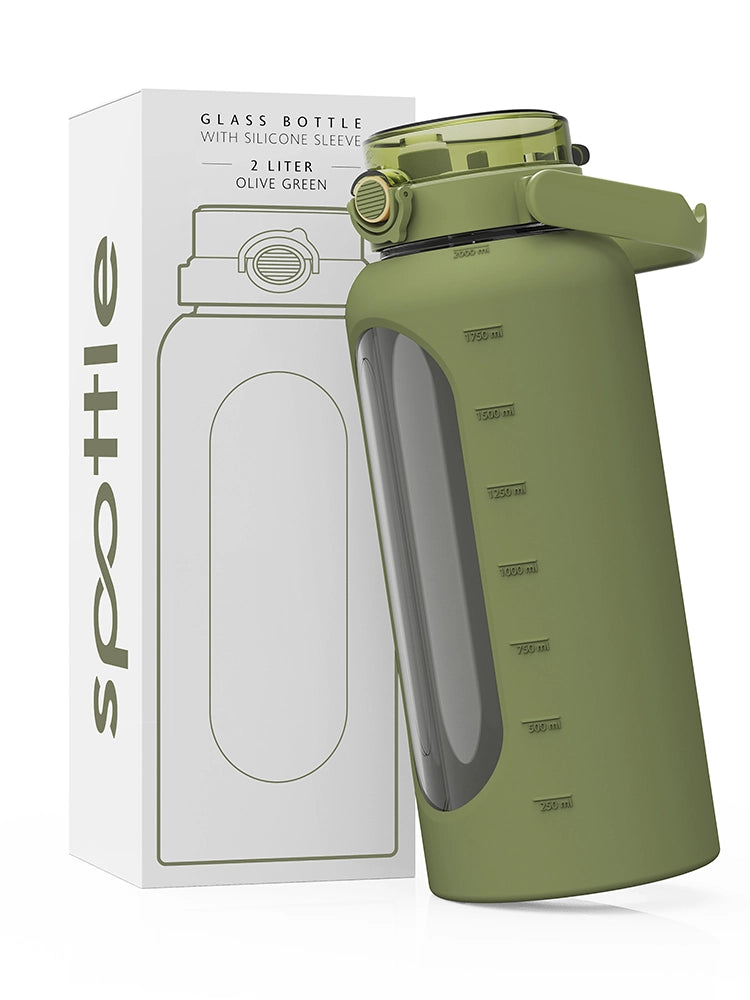 2 L / 64 ozitre Water Bottle Glass with Straw