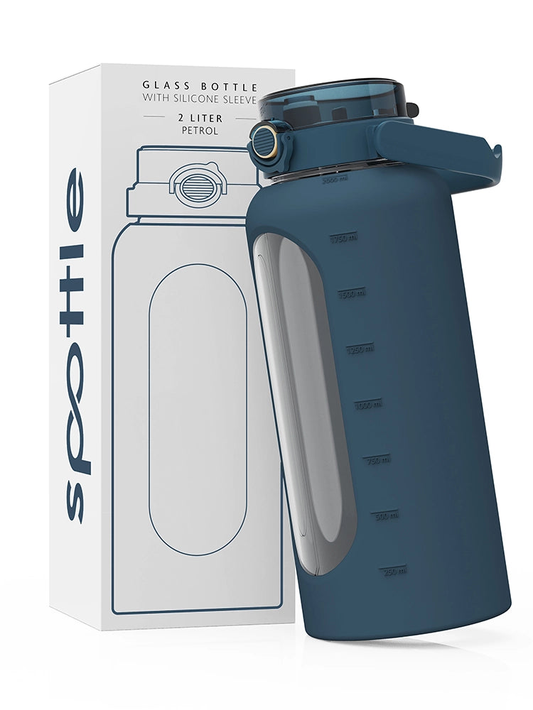 2 L / 64 ozitre Water Bottle Glass with Straw