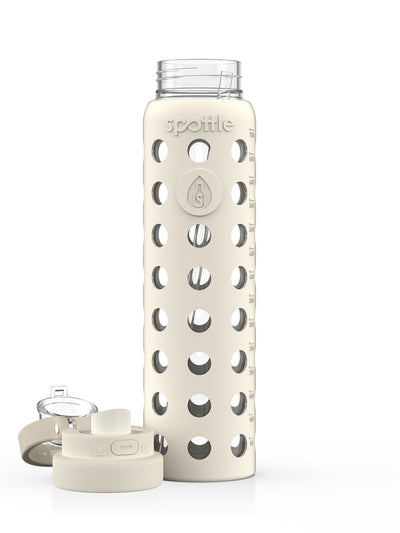 Trinkflasche Glas DUO mit Silikonhülle & Strohhalm – 750 ml