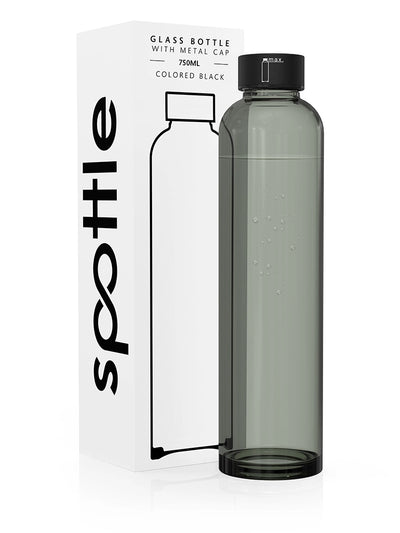 Black glass water bottle – 750 ml