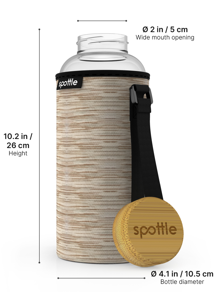 Glass water bottle with neoprene sleeve 1.5 L (50oz)