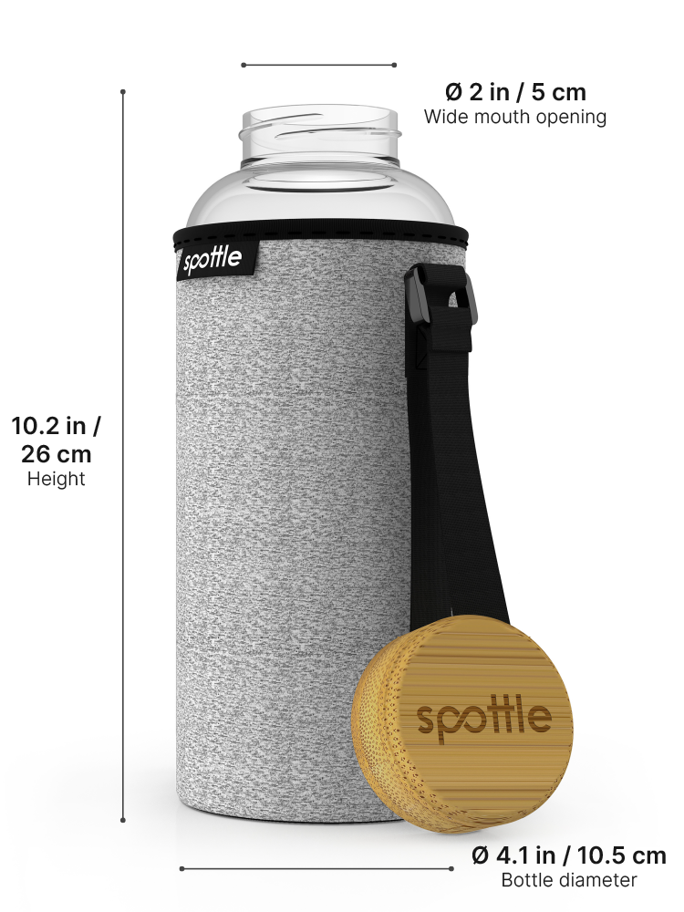 Glass water bottle with neoprene sleeve 1.5 L (50oz)