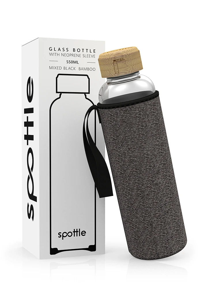 spottle-glasflasche-mit-neopren-huelle-550-ml-schwarz-meliert Mixed black #color_mixed-black