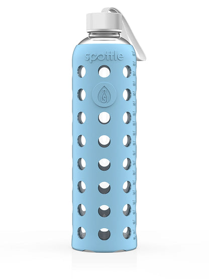 Glass water bottle with silicone sleeve – 1 L (32oz)