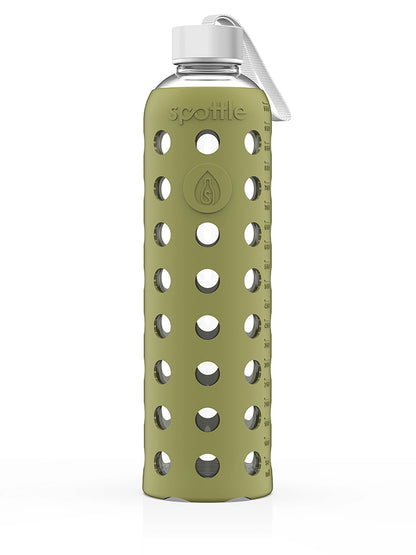 Glass water bottle with silicone sleeve – 1 L (32oz)