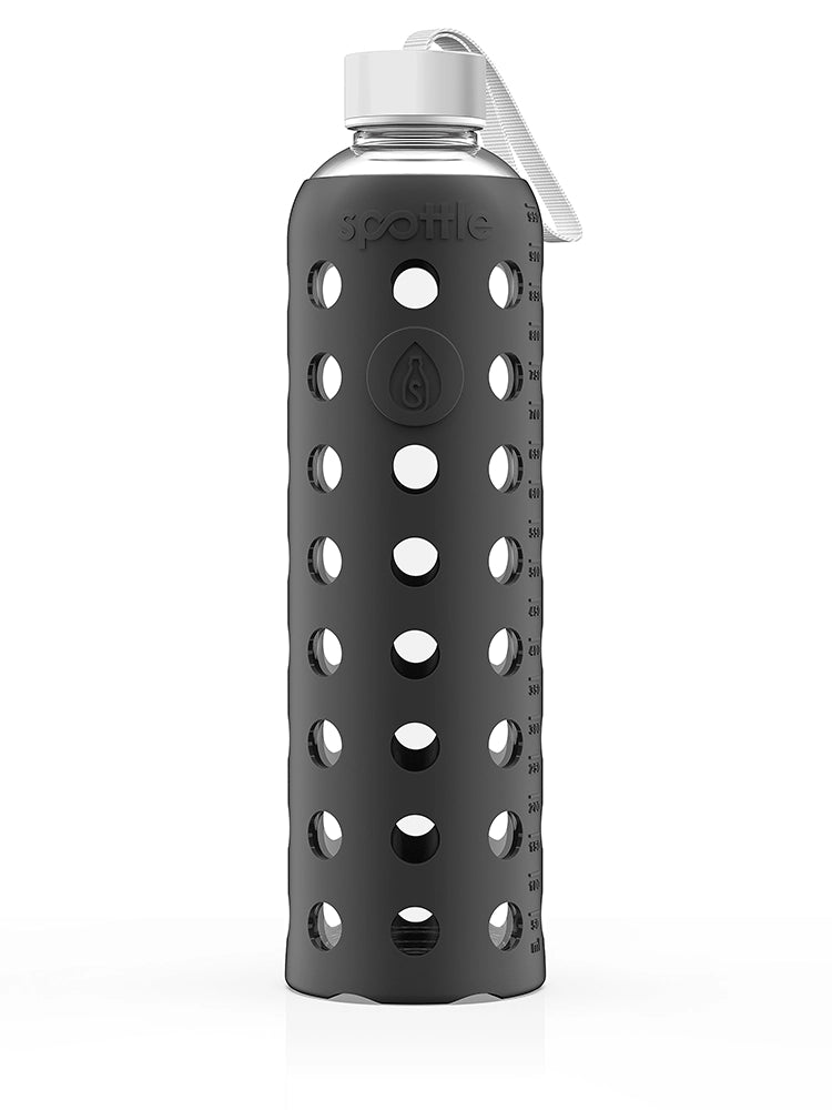 Glass water bottle with silicone sleeve – 1 L (32oz)