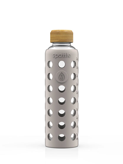 Glass water bottle with silicone sleeve & bamboo cap – 500 ml (16oz)