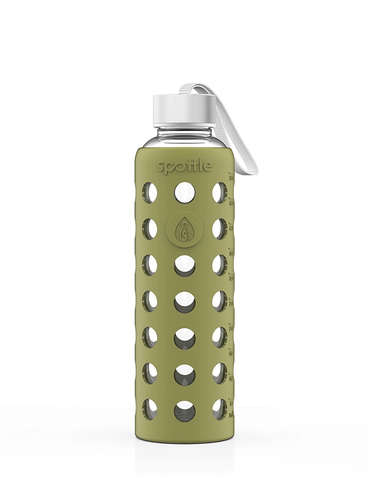 Glass water bottle with silicone sleeve – 500 ml (16oz)