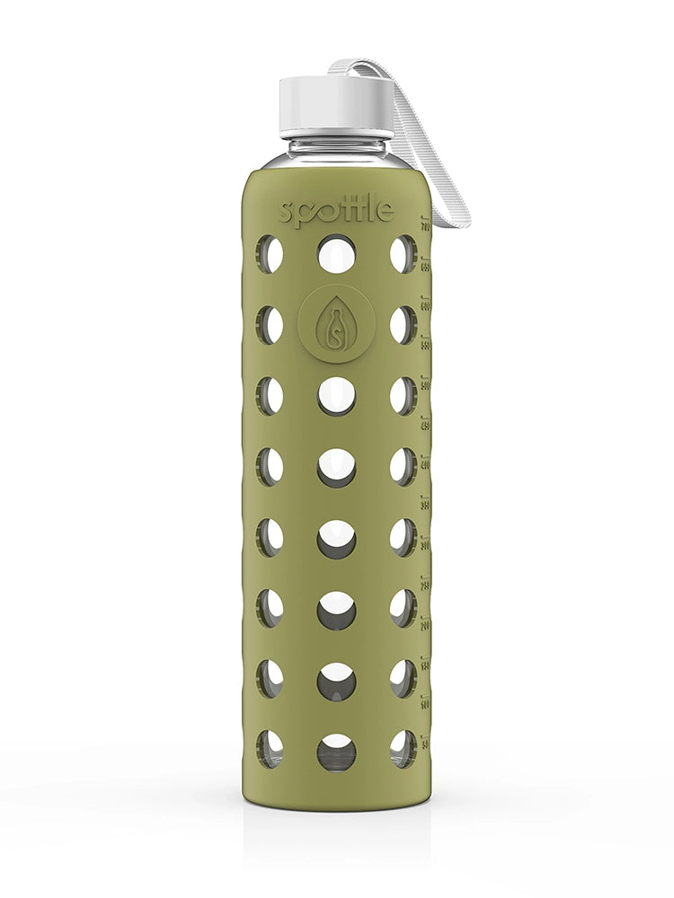 Trinkflasche Glas 750ml mit Silikonhülle