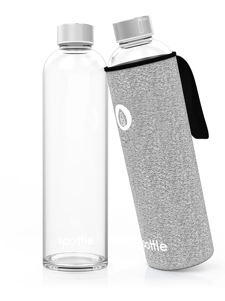 Trinkflasche Glas mit Neoprenhülle – 1 Liter