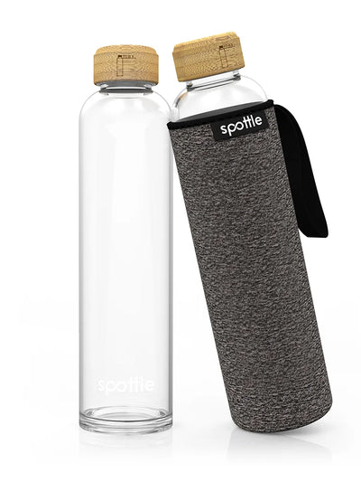 trinkflache-glas-750ml-mit-neoprenhuelle-schwarz-meliert Mixed black #color_mixed-black