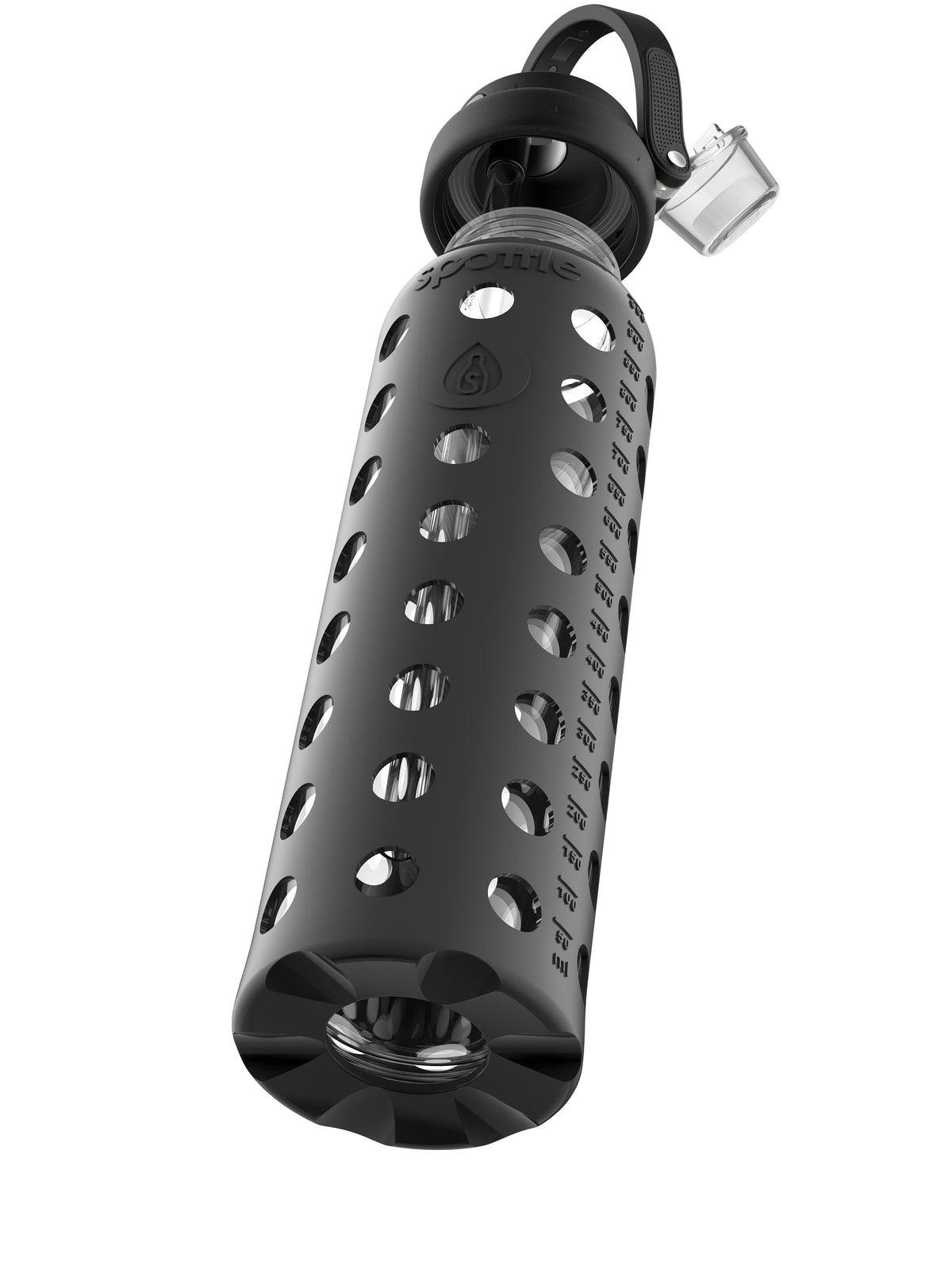 Trinkflasche Glas DUO mit Silikonhülle & Strohhalm – 1 Liter