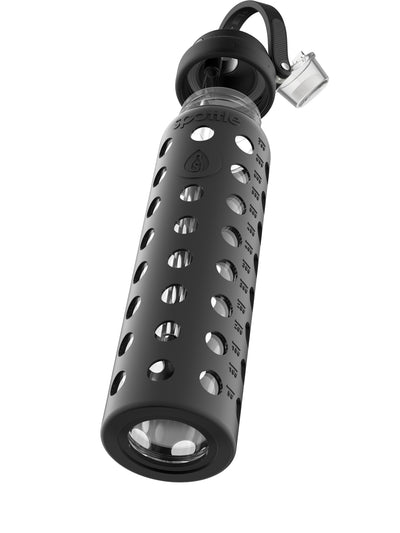 Trinkflasche Glas DUO mit Silikonhülle & Strohhalm – 750 ml