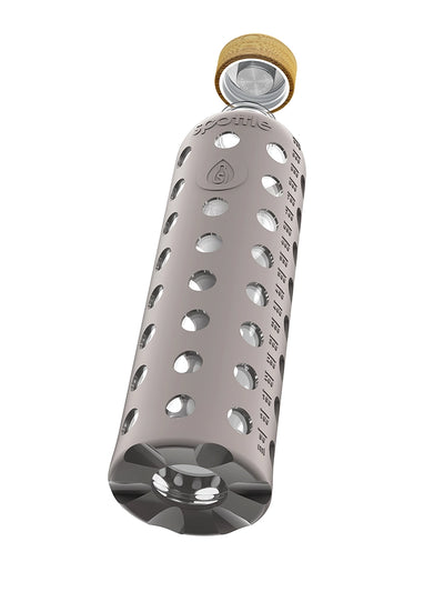 Trinkflasche Glas mit Silikonhülle & Bambusdeckel – 1 L (32oz)