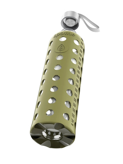 Glass water bottle with silicone sleeve – 1 L (32oz)